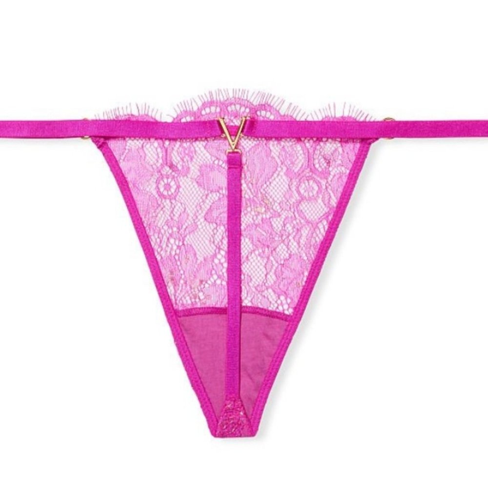 Victoria's Secret Love V-String Very Sexy Thong Panty‎ Lace Mesh Underwear